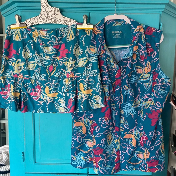 Reel Life Summer Matching Set Women Large - Extra Large Swim Cover Up Tropical - Picture 3 of 16